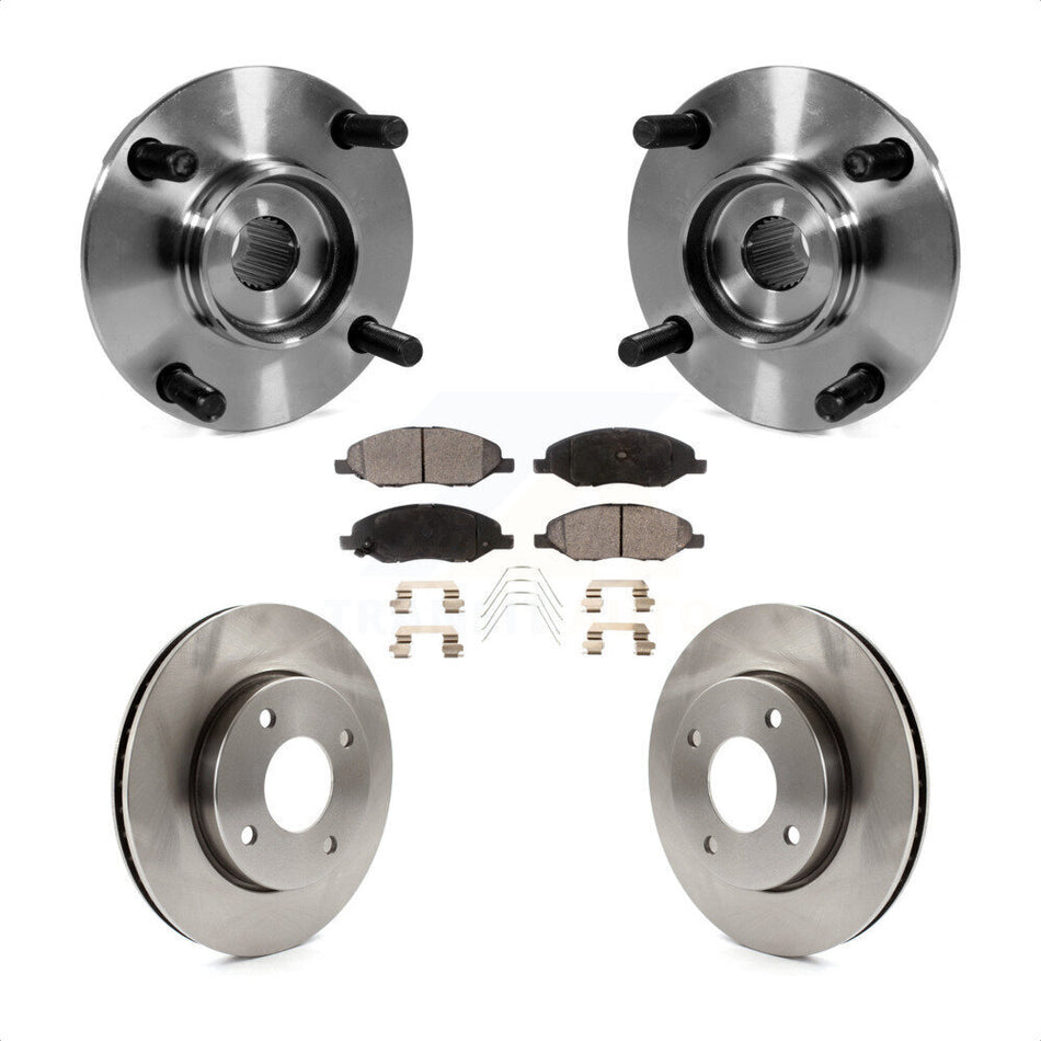 Front Hub Bearing Assembly With Disc Brake Rotors And Ceramic Pads Kit For 2009-2011 Nissan Versa 1.6L with 4-Wheel ABS KBB-100751