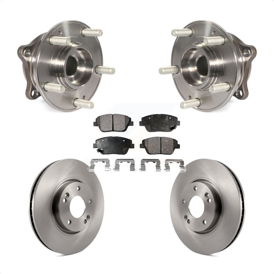 Front Hub Bearing Assembly With Disc Brake Rotors And Ceramic Pads Kit For 2015 Hyundai Sonata FULL HYBRID EV-GAS (FHEV) engine KBB-100752