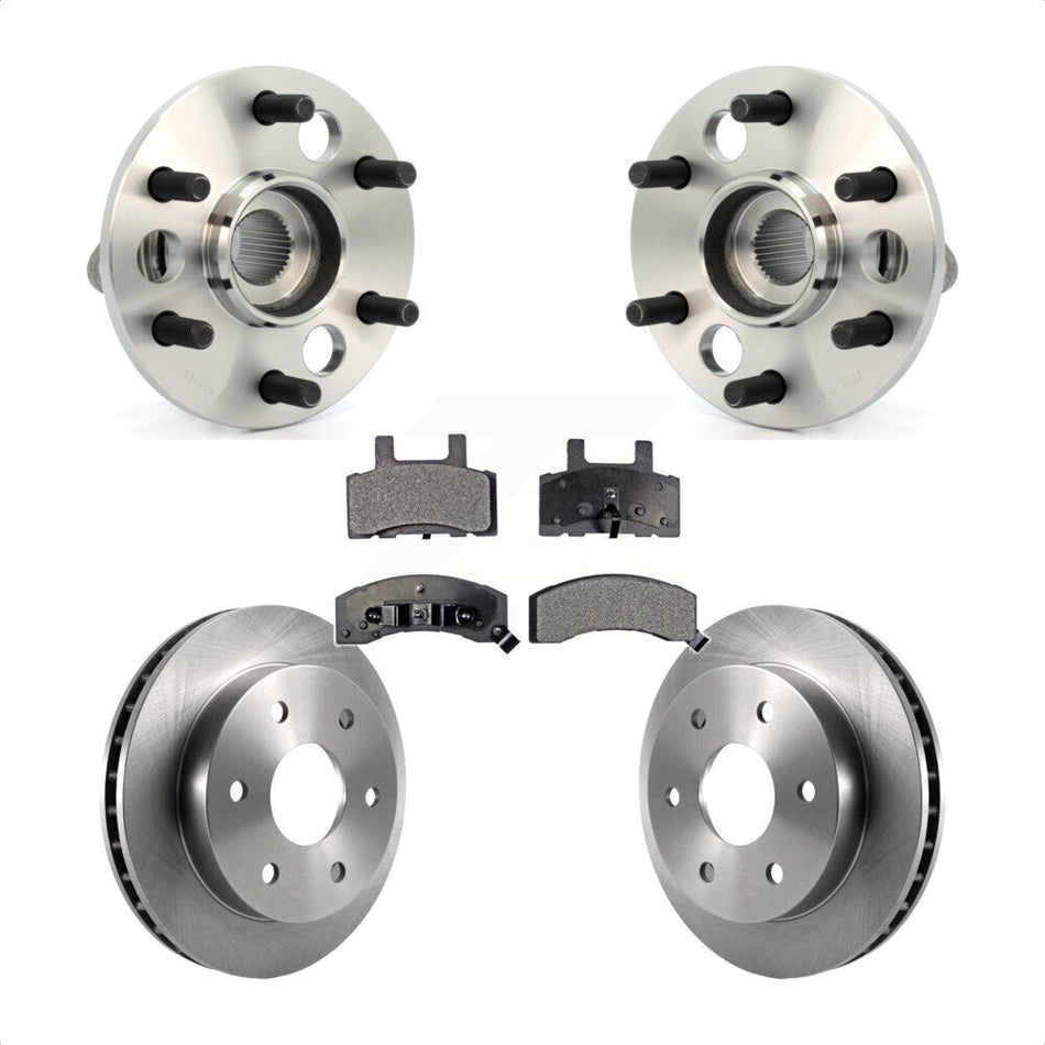 Front Hub Bearing Assembly With Disc Brake Rotors And Ceramic Pads Kit For Chevrolet K1500 Suburban K2500 GMC 6 Lug Wheels KBB-100765