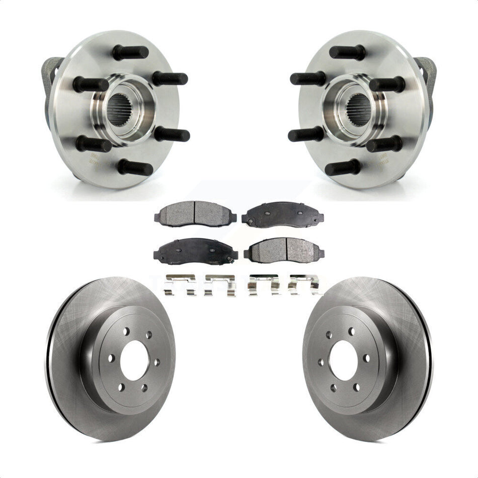 Front Hub Bearing Assembly With Disc Brake Rotors And Ceramic Pads Kit For 2003-2004 Dodge Dakota 4WD with 2-Wheel ABS KBB-100771