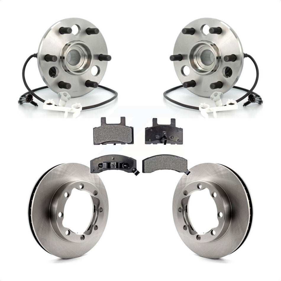 Front Hub Bearing Assembly With Disc Brake Rotors And Ceramic Pads Kit For 1998-1999 Chevrolet Tahoe 4WD with DIESEL engine 6 Lug Wheels KBB-100781
