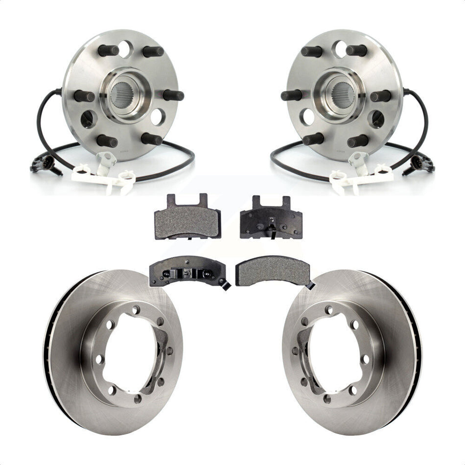 Front Hub Bearing Assembly With Disc Brake Rotors And Ceramic Pads Kit For 1998-1999 Chevrolet Tahoe 4WD with DIESEL engine 6 Lug Wheels KBB-100781