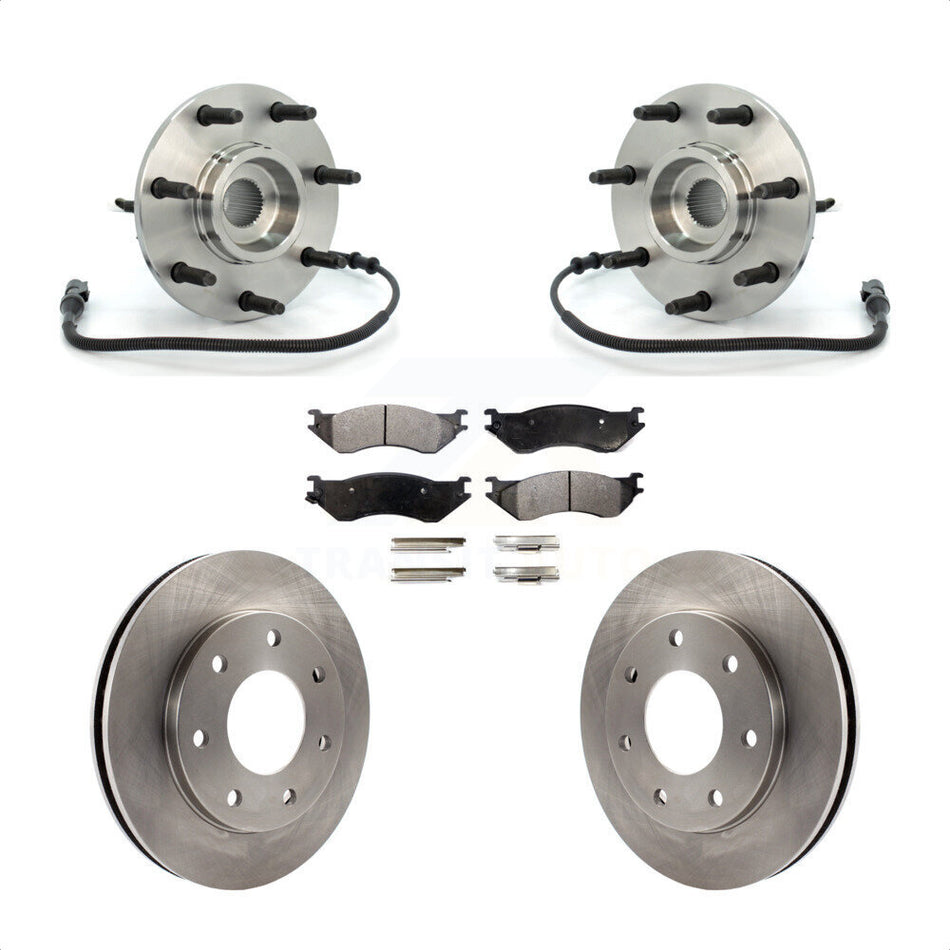 Front Hub Bearing Assembly With Disc Brake Rotors And Ceramic Pads Kit For Ford F-150 Heritage F-250 7 Lug Wheels 4WD with 4-Wheel ABS KBB-100788