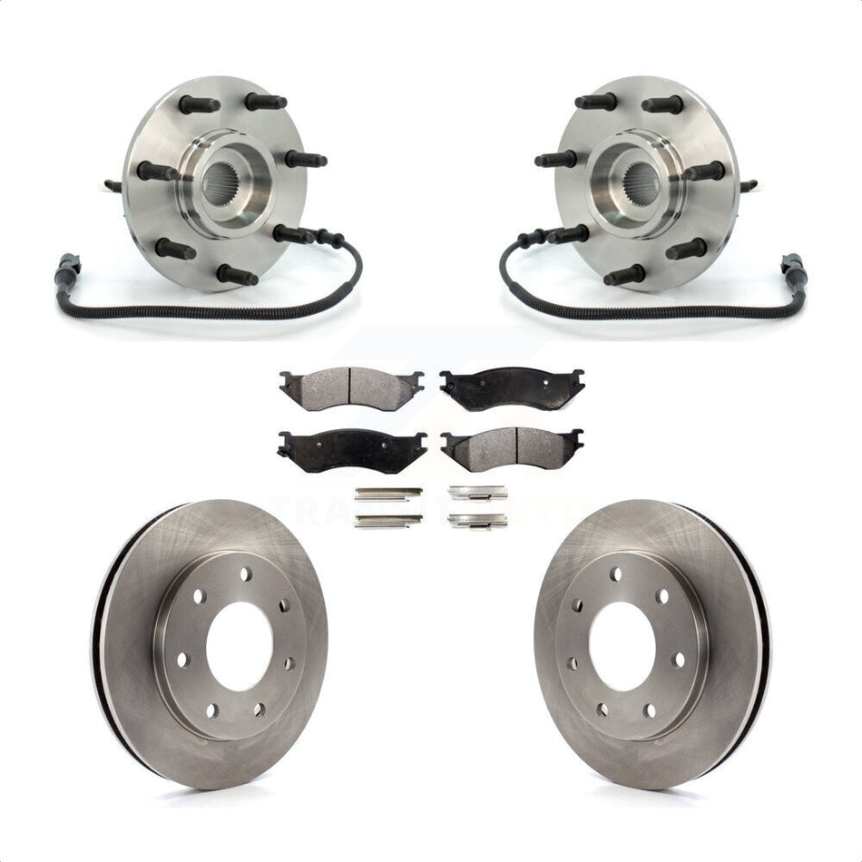 Front Hub Bearing Assembly With Disc Brake Rotors And Ceramic Pads Kit For Ford F-150 Heritage F-250 7 Lug Wheels 4WD with 4-Wheel ABS KBB-100788