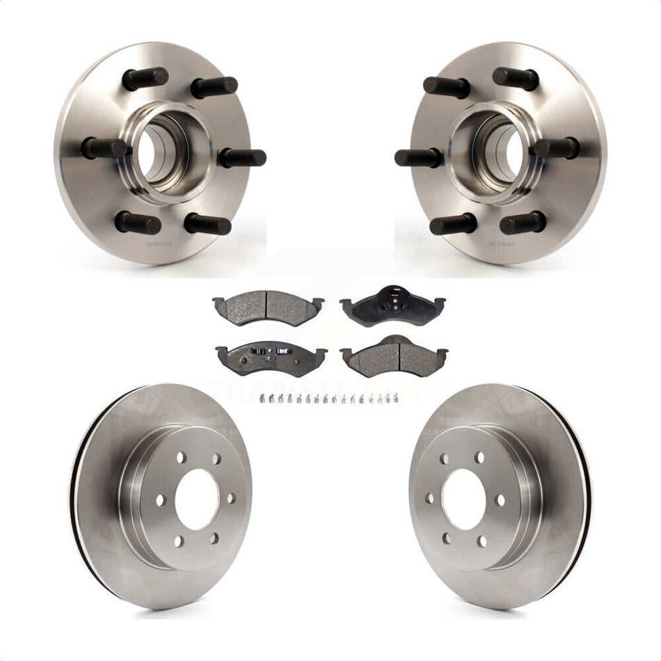 Front Hub Bearing Assembly With Disc Brake Rotors And Ceramic Pads Kit For 2000-2002 Dodge Dakota Durango RWD with 2-Wheel ABS KBB-100791