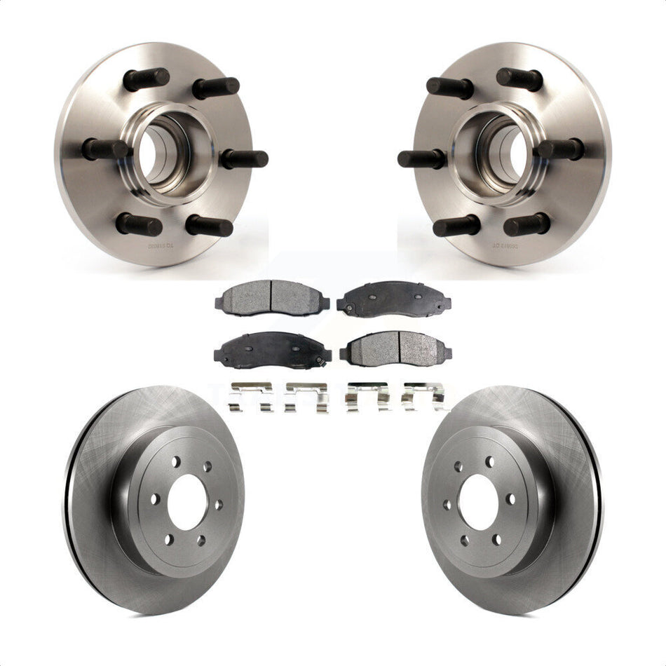 Front Hub Bearing Assembly With Disc Brake Rotors And Ceramic Pads Kit For 2003-2004 Dodge Dakota RWD with 2-Wheel ABS KBB-100793