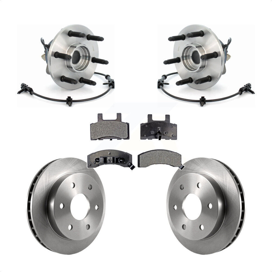Front Hub Bearing Assembly With Disc Brake Rotors And Ceramic Pads Kit For 2000 Chevrolet Tahoe Base LT LS with 4WD Rear Drum Brakes Police Package KBB-100800