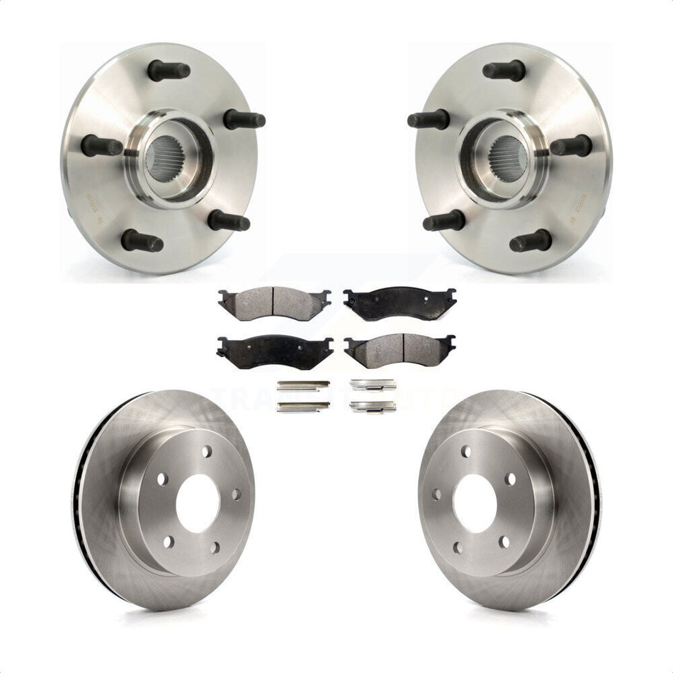 Front Hub Bearing Assembly With Disc Brake Rotors And Ceramic Pads Kit For 2000-2001 Dodge Ram 1500 4WD with 2-Wheel ABS KBB-100801