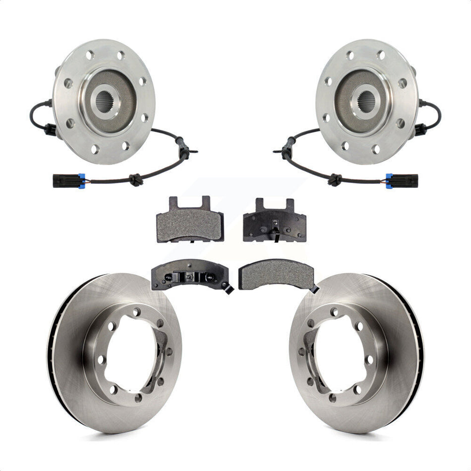 Front Hub Bearing Assembly With Disc Brake Rotors And Ceramic Pads Kit For Chevrolet K2500 GMC K3500 Suburban K1500 KBB-100803
