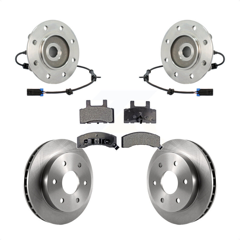 Front Hub Bearing Assembly With Disc Brake Rotors And Ceramic Pads Kit For 1996-1997 K2500 Suburban Chevrolet GMC 6 Lug Wheels KBB-100806