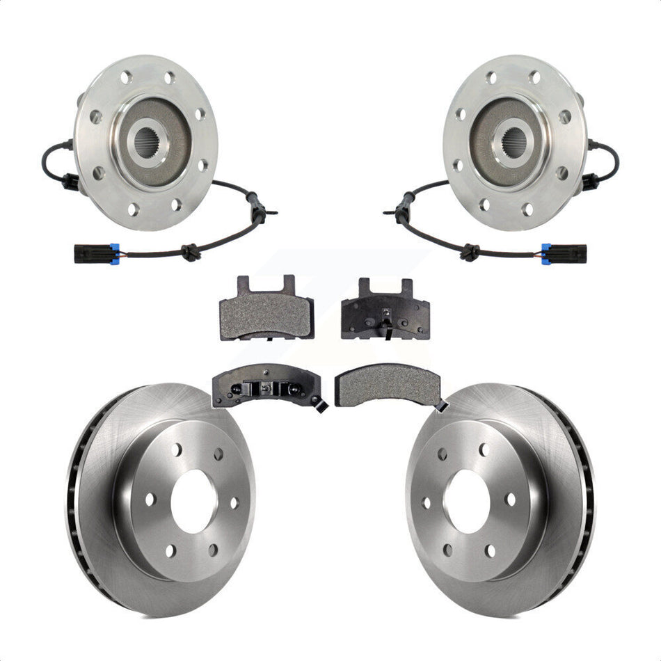 Front Hub Bearing Assembly With Disc Brake Rotors And Ceramic Pads Kit For 1996-1997 K2500 Suburban Chevrolet GMC 6 Lug Wheels KBB-100806