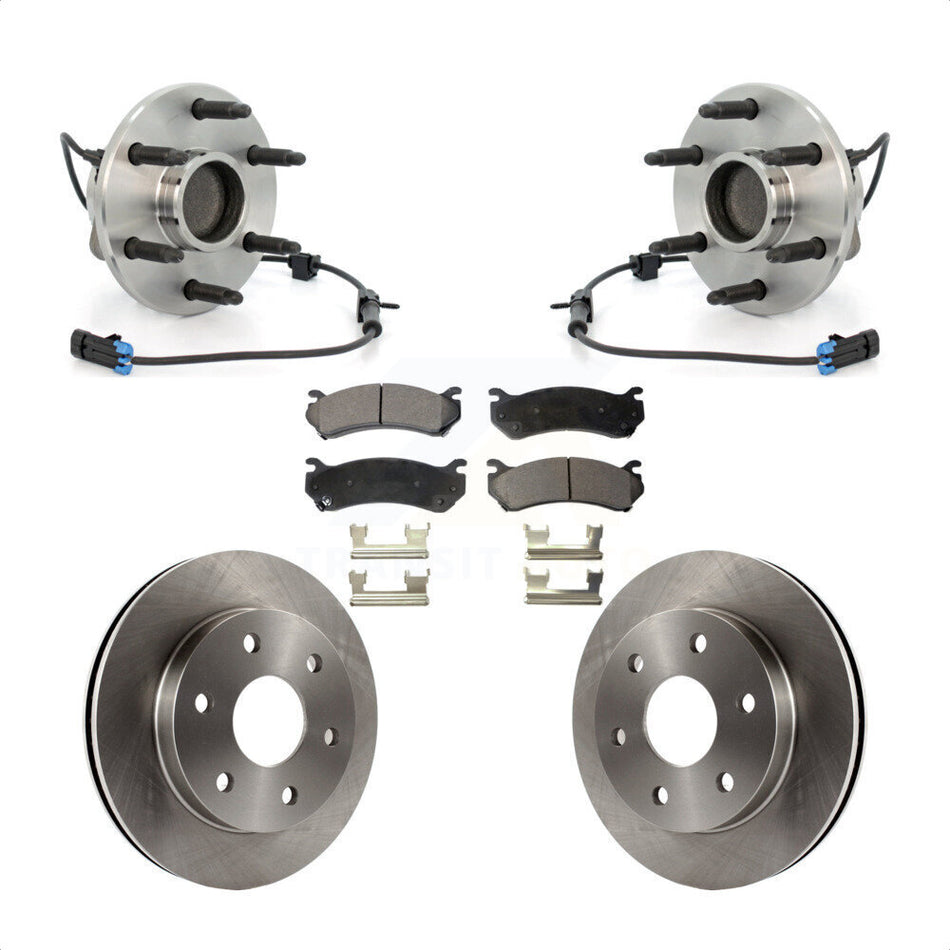 Front Hub Bearing Assembly With Disc Brake Rotors And Ceramic Pads Kit For 2003-2005 Chevrolet Astro GMC Safari RWD KBB-100811