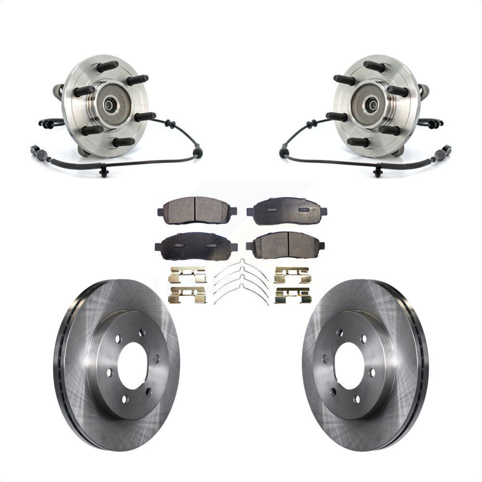 Front Hub Bearing Assembly With Disc Brake Rotors And Ceramic Pads Kit For Ford F-150 4WD KBB-100812