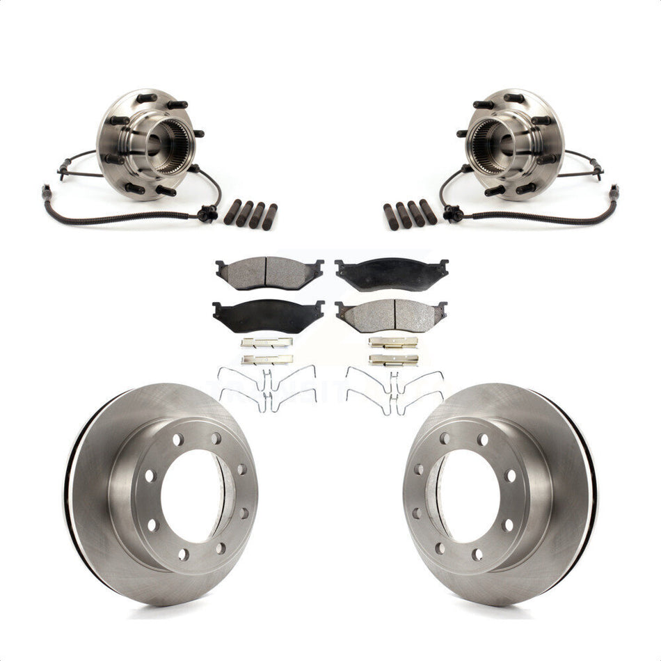 Front Hub Bearing Assembly With Disc Brake Rotors And Ceramic Pads Kit For Ford F-550 Super Duty 4 X with 4-Wheel ABS KBB-100822