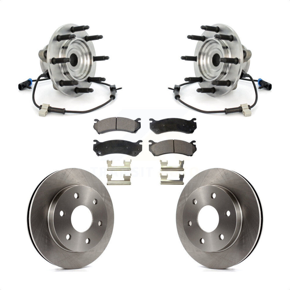 Front Hub Bearing Assembly With Disc Brake Rotors And Ceramic Pads Kit For Chevrolet Silverado 1500 GMC Sierra Classic 8 Lug Wheels KBB-100823