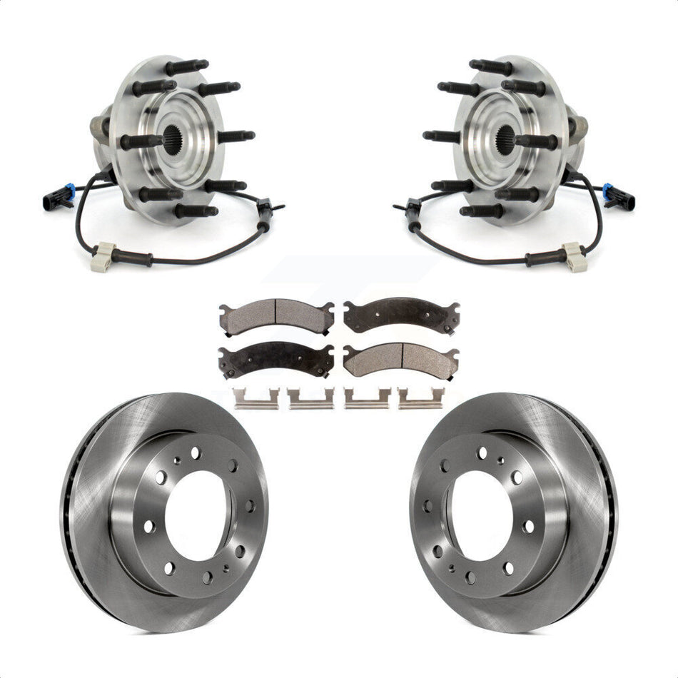 Front Hub Bearing Assembly With Disc Brake Rotors And Ceramic Pads Kit For Chevrolet Silverado 2500 HD GMC Sierra Hummer H2 Classic 1500 3500 Suburban Yukon XL Avalanche KBB-100824