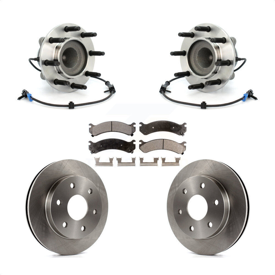 Front Hub Bearing Assembly With Disc Brake Rotors And Ceramic Pads Kit For 2006-2006 Chevrolet Express 2500 GMC Savana KBB-100826