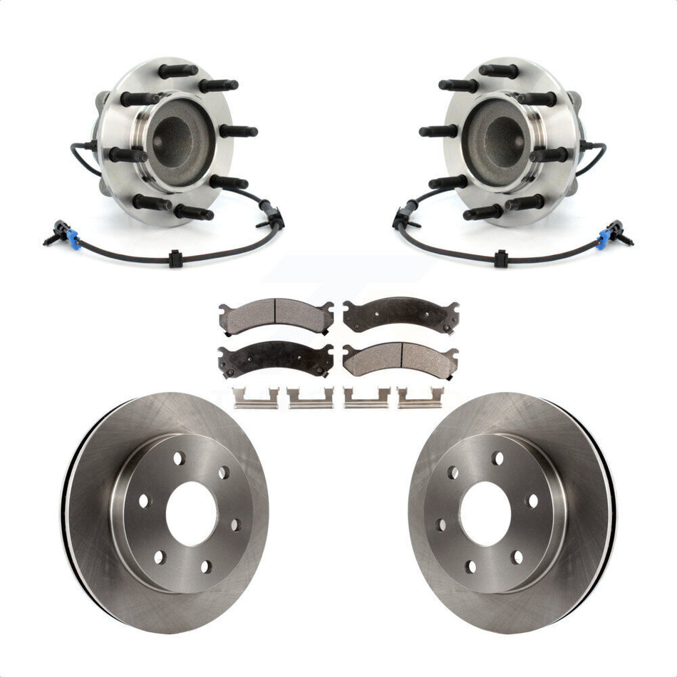 Front Hub Bearing Assembly With Disc Brake Rotors And Ceramic Pads Kit For 2006-2006 Chevrolet Express 2500 GMC Savana KBB-100826