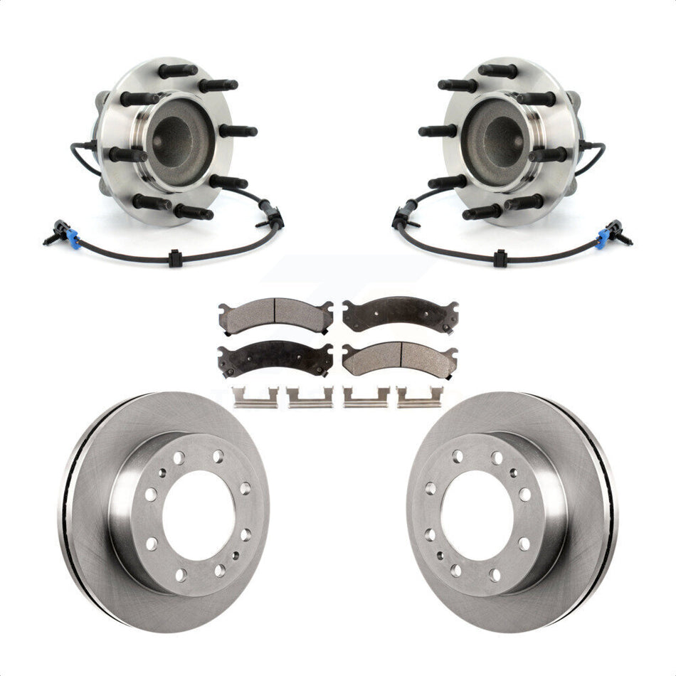 Front Hub Bearing Assembly With Disc Brake Rotors And Ceramic Pads Kit For 2009-2015 Chevrolet Express 4500 GMC Savana Under 9600 Lb GVW KBB-100828
