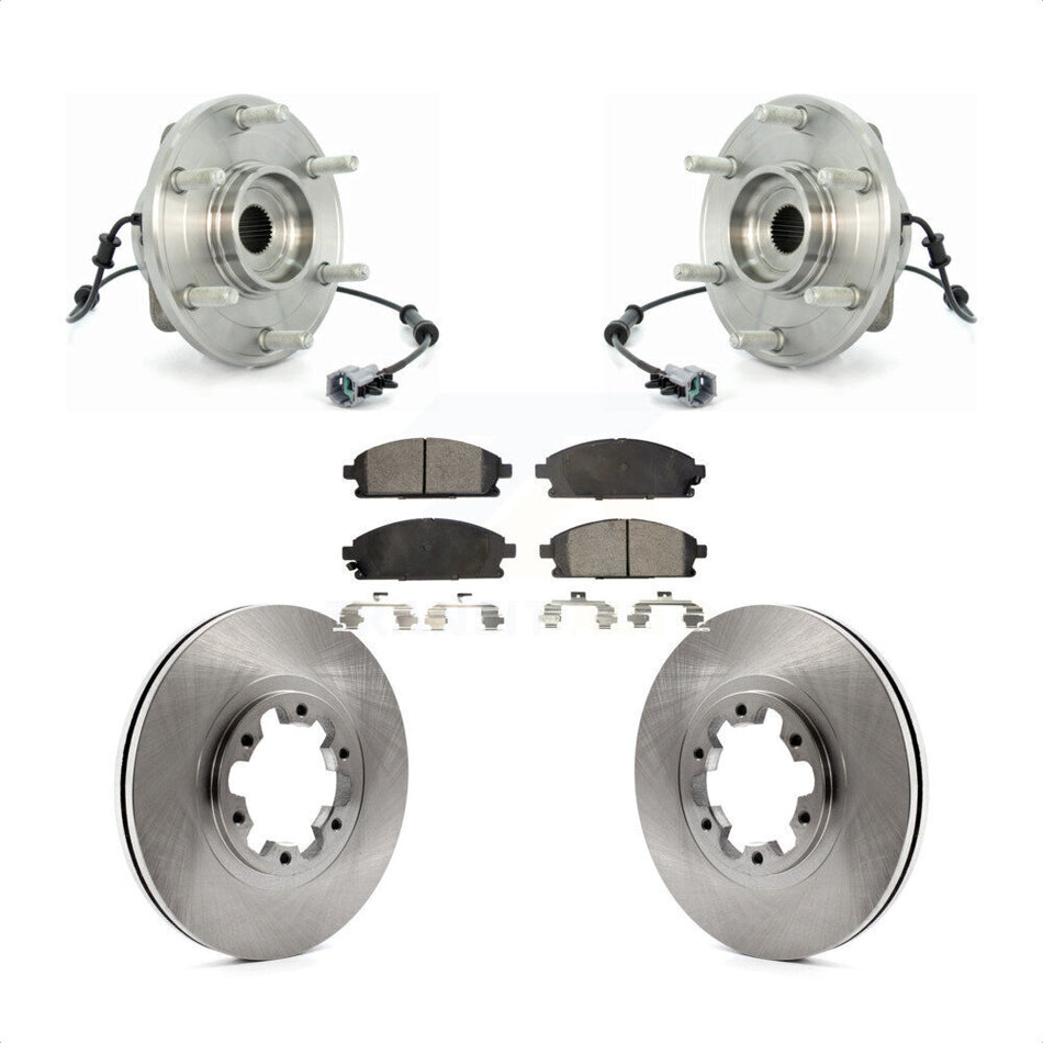 Front Hub Bearing Assembly With Disc Brake Rotors And Ceramic Pads Kit For 2004 Nissan Pathfinder KBB-100839