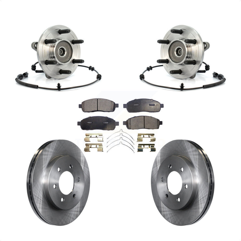 Front Hub Bearing Assembly With Disc Brake Rotors And Ceramic Pads Kit For Ford F-150 Lincoln Mark LT 4WD KBB-100855
