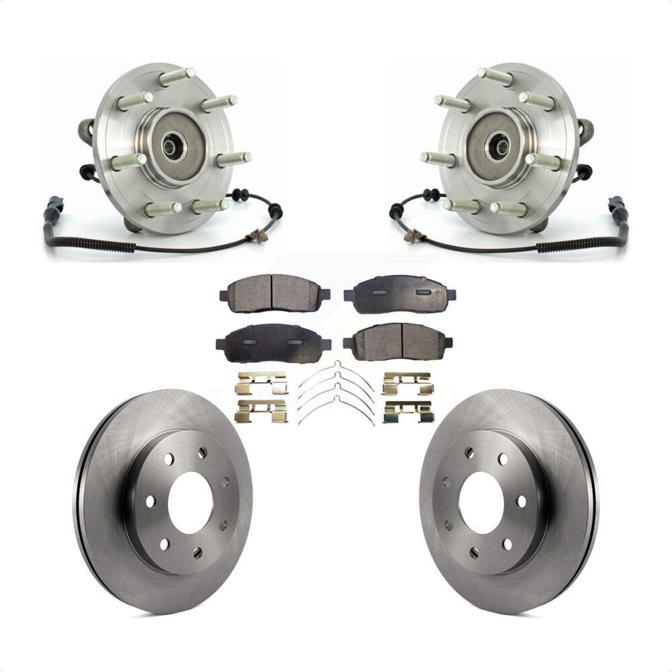 Front Hub Bearing Assembly With Disc Brake Rotors And Ceramic Pads Kit For Ford F-150 4WD KBB-100857