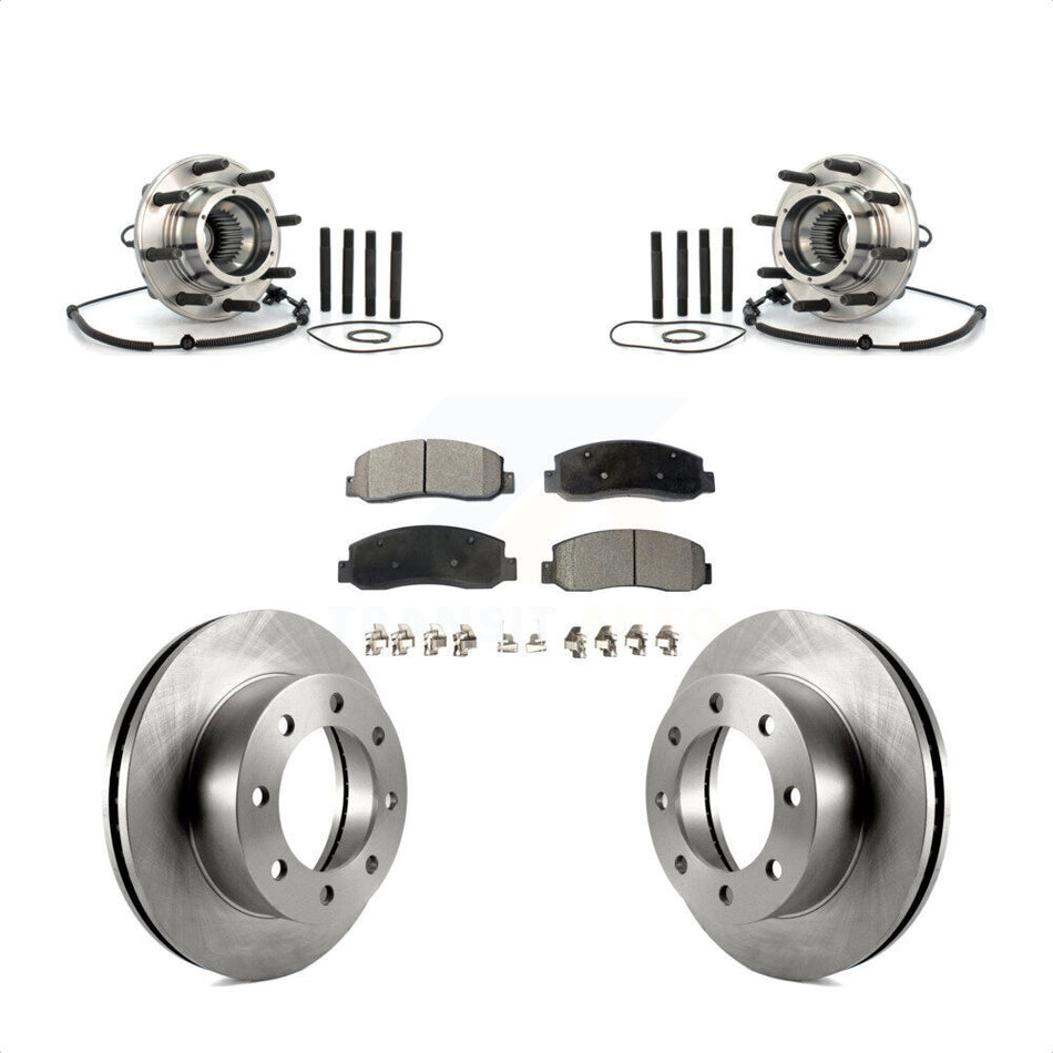 Front Hub Bearing Assembly With Disc Brake Rotors And Ceramic Pads Kit For Ford F-250 Super Duty F-350 Single Rear Wheels KBB-100858