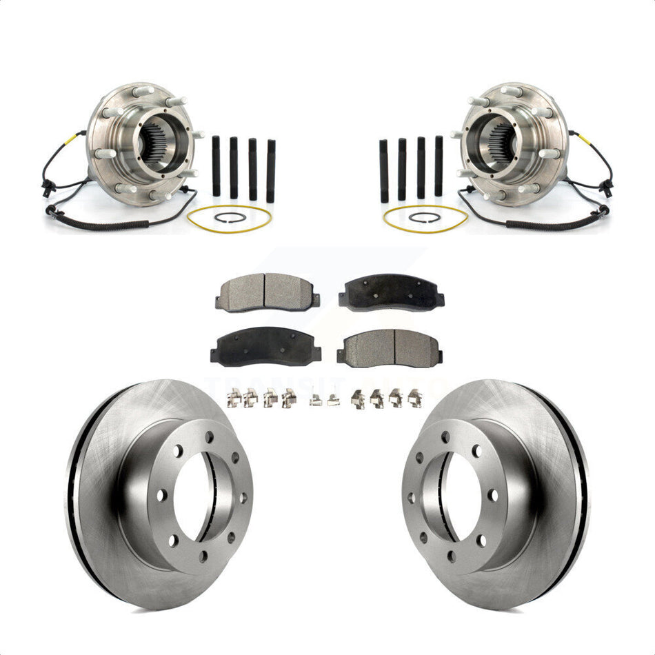 Front Hub Bearing Assembly With Disc Brake Rotors And Ceramic Pads Kit For Ford F-250 Super Duty Dual Rear Wheels KBB-100862