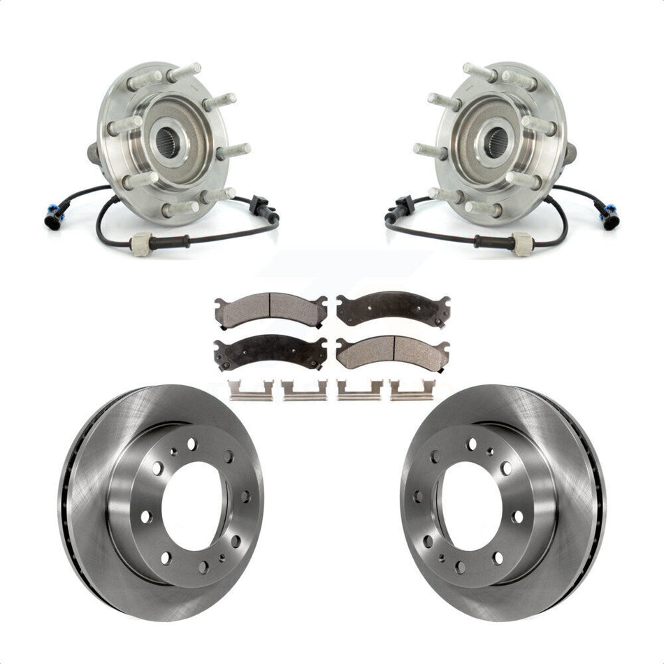 Front Hub Bearing Assembly With Disc Brake Rotors And Ceramic Pads Kit For Chevrolet Silverado 3500 GMC Sierra Classic RWD KBB-100867