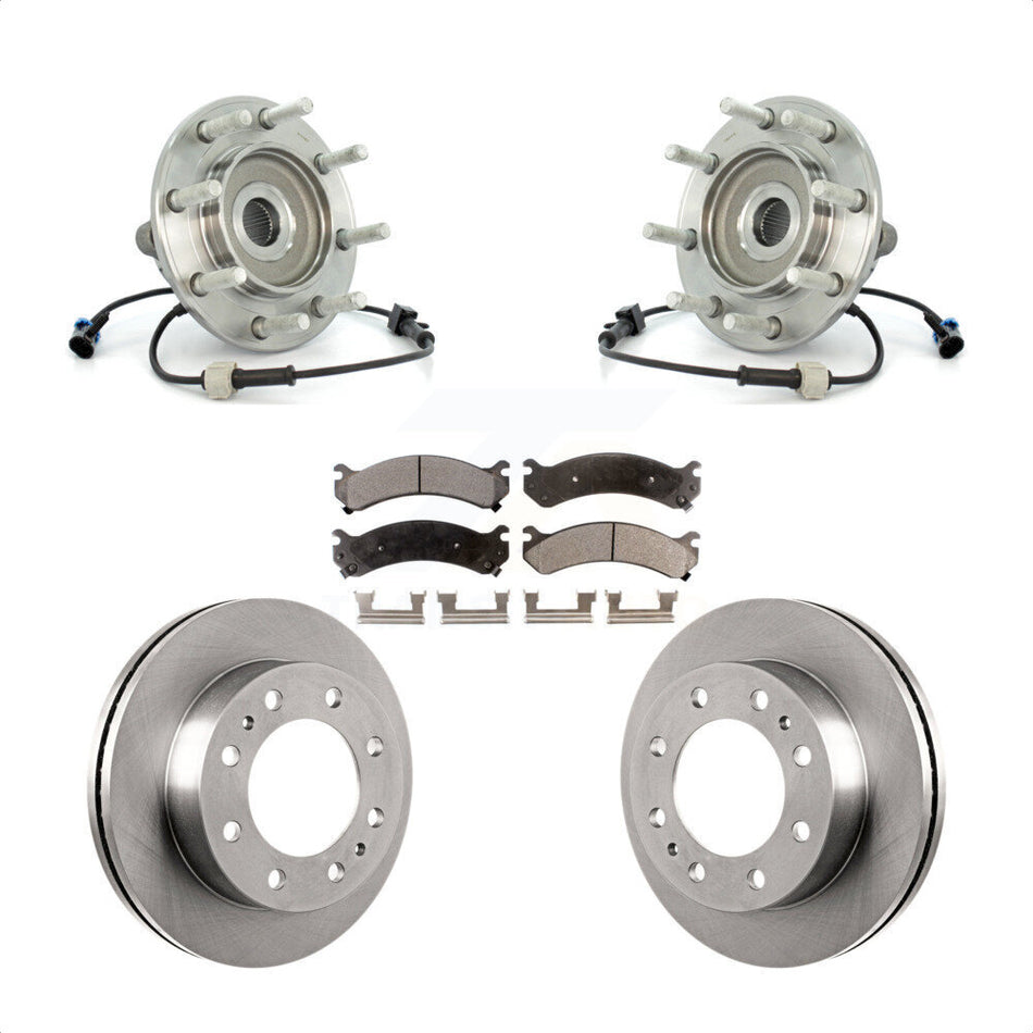 Front Hub Bearing Assembly With Disc Brake Rotors And Ceramic Pads Kit For Chevrolet Silverado 3500 GMC Sierra Classic RWD KBB-100868