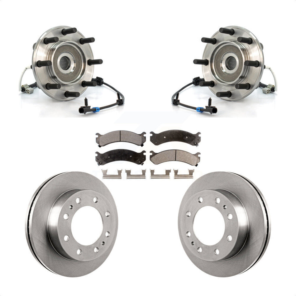 Front Hub Bearing Assembly With Disc Brake Rotors And Ceramic Pads Kit For Chevrolet Silverado 3500 GMC Sierra Classic 4WD KBB-100869
