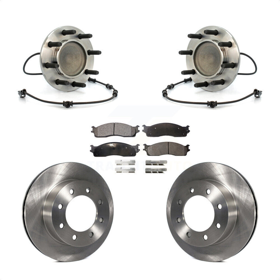Front Hub Bearing Assembly With Disc Brake Rotors And Ceramic Pads Kit For 2003-2005 Dodge Ram 2500 3500 RWD KBB-100870