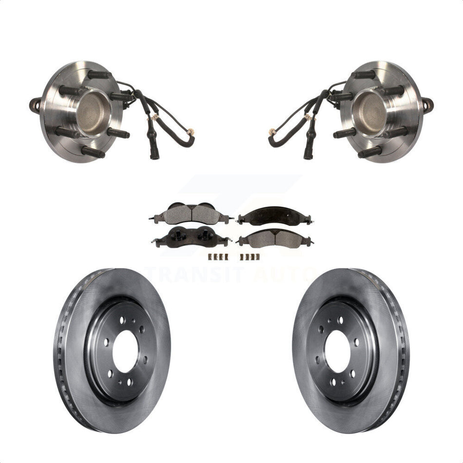 Front Hub Bearing Assembly With Disc Brake Rotors And Ceramic Pads Kit For 2007-2009 Ford Expedition Lincoln Navigator RWD KBB-100873
