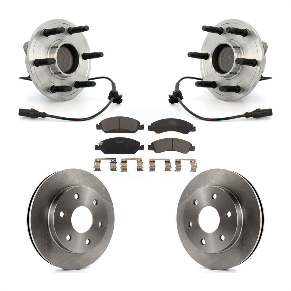 Front Hub Bearing Assembly With Disc Brake Rotors And Ceramic Pads Kit For 2007 GMC Sierra 1500 SLT SLE with RWD rear brakes KBB-100882