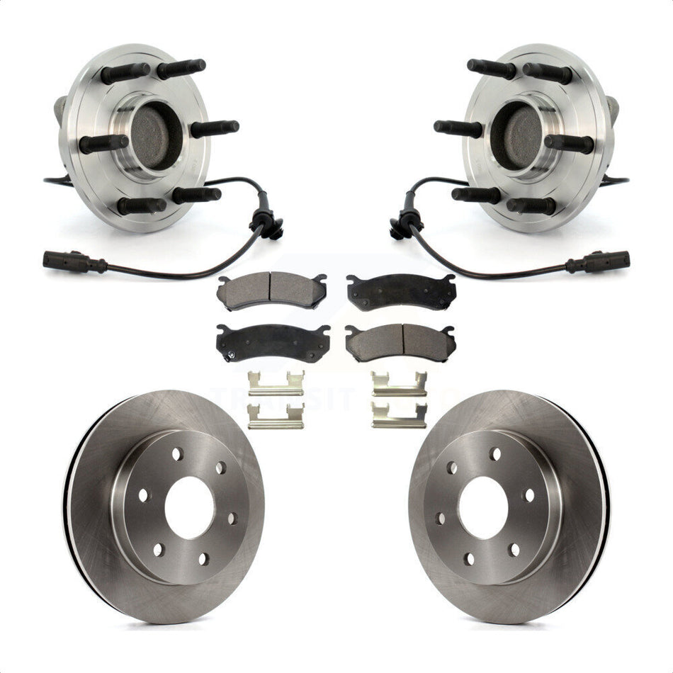 Front Hub Bearing Assembly With Disc Brake Rotors And Ceramic Pads Kit For 2007 Chevrolet Silverado 1500 LT LTZ with RWD rear brakes KBB-100883