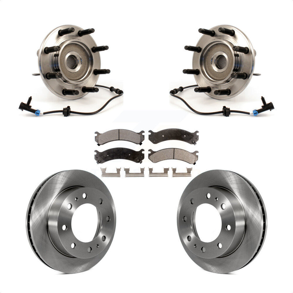 Front Hub Bearing Assembly With Disc Brake Rotors And Ceramic Pads Kit For Chevrolet Silverado 2500 HD GMC Sierra Suburban Hummer H2 Yukon XL KBB-100887