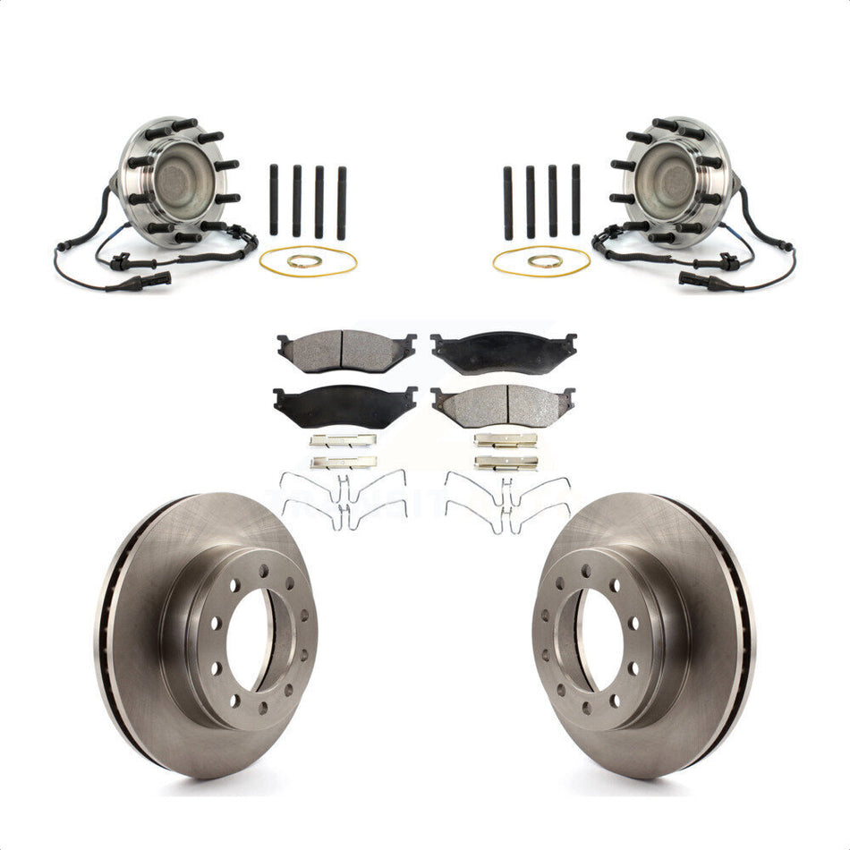 Front Hub Bearing Assembly With Disc Brake Rotors And Ceramic Pads Kit For Ford F-450 Super Duty F-550 KBB-100893