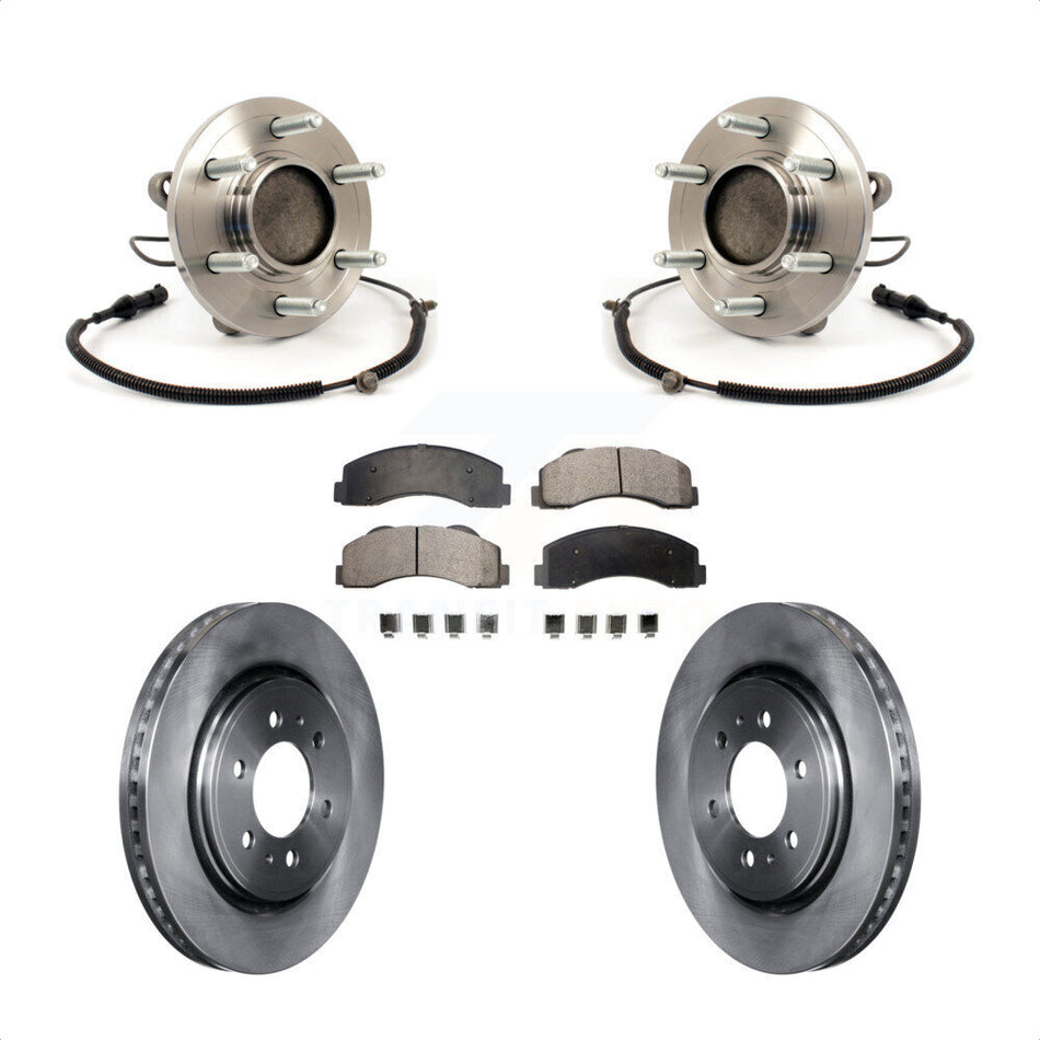 Front Hub Bearing Assembly With Disc Brake Rotors And Ceramic Pads Kit For 2010 Ford F-150 RWD 6 Lug Wheels Without Heavy Duty Payload Package KBB-100894