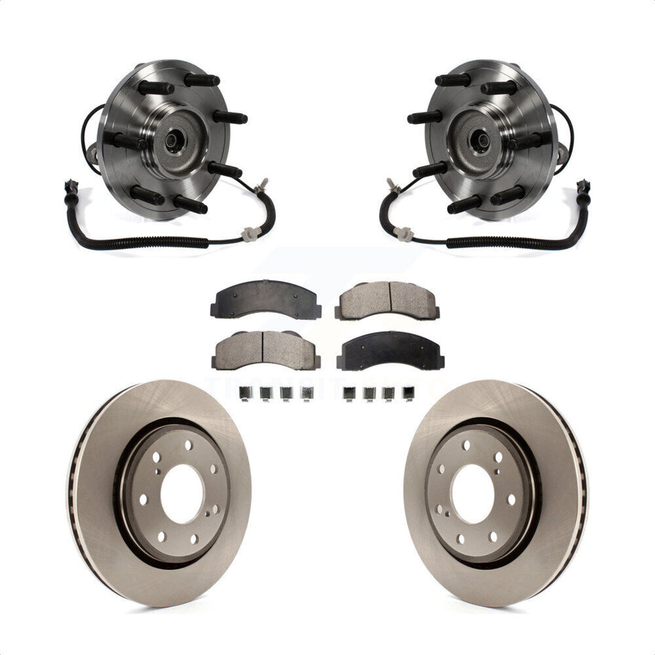 Front Hub Bearing Assembly With Disc Brake Rotors And Ceramic Pads Kit For Ford F-150 7 Lug Wheels Heavy Duty Payload Package KBB-100897