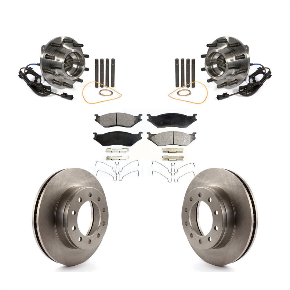 Front Hub Bearing Assembly With Disc Brake Rotors And Ceramic Pads Kit For 2011-2016 Ford F-450 Super Duty F-550 4 X KBB-100916