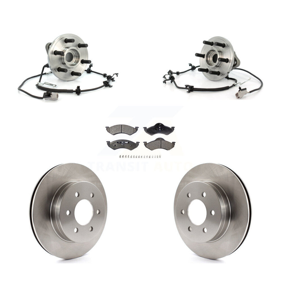 Front Hub Bearing Assembly With Disc Brake Rotors And Ceramic Pads Kit For 2000-2002 Dodge Dakota Durango 4WD with 4-Wheel ABS KBB-100955