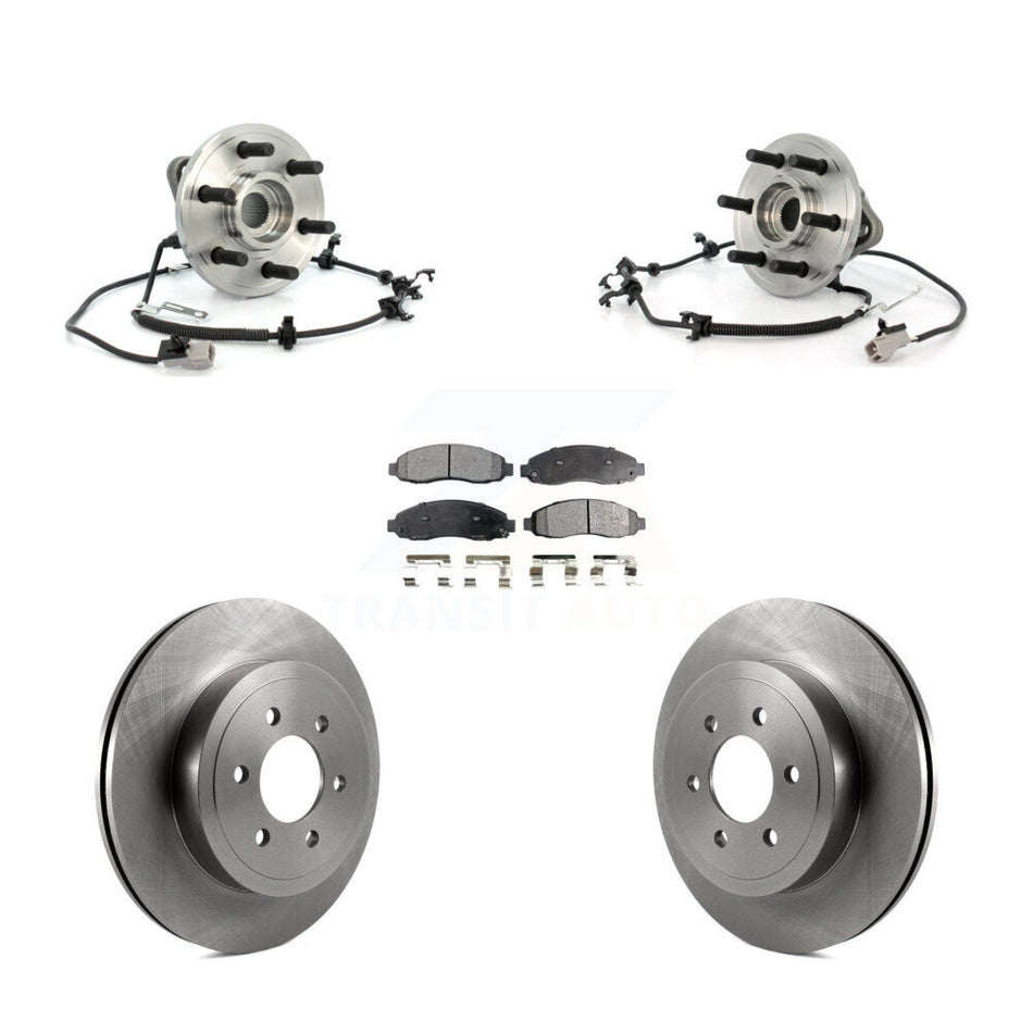Front Hub Bearing Assembly With Disc Brake Rotors And Ceramic Pads Kit For 2003-2004 Dodge Dakota 4WD with 4-Wheel ABS KBB-100957