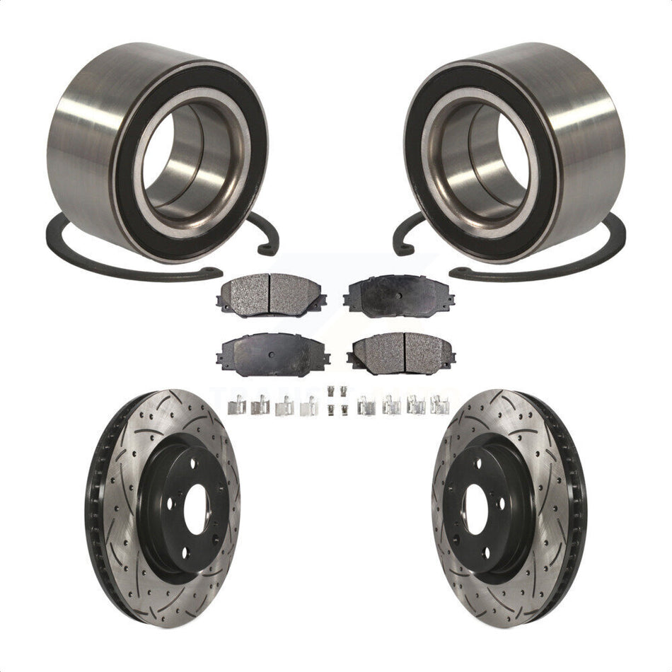 Front Wheel Bearing With Coated Drilled Slotted Disc Brake Rotors And Semi-Metallic Pads Kit For Toyota Matrix Pontiac Vibe KBB-100990