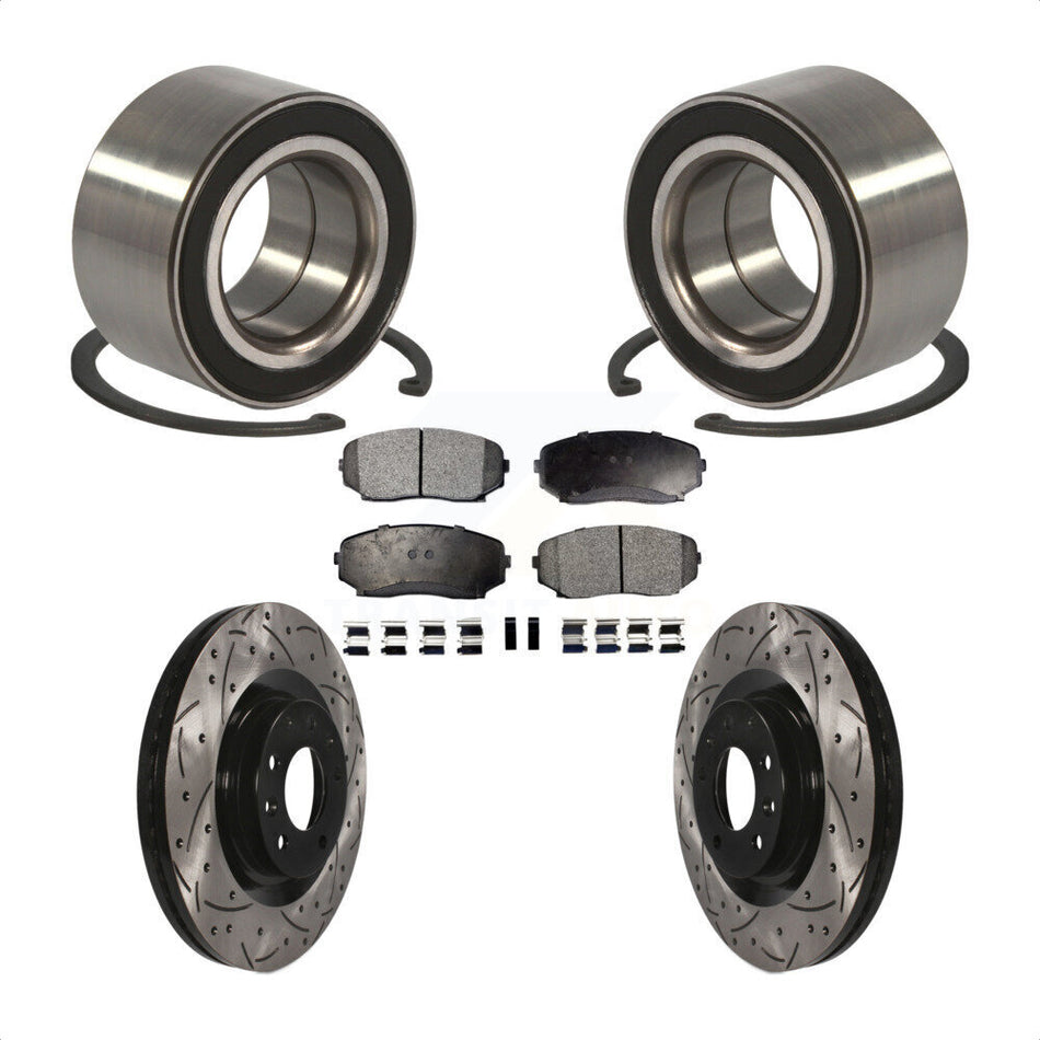 Front Wheel Bearing With Coated Drilled Slotted Disc Brake Rotors And Semi-Metallic Pads Kit For Ford Edge Lincoln MKX Mazda CX-9 KBB-100993