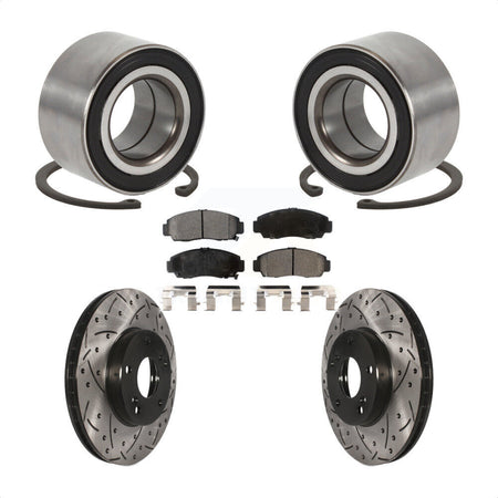 Front Wheel Bearing Coated Drilled Slotted Disc Brake Rotor And Pads Kit For Honda Accord KBB-100996