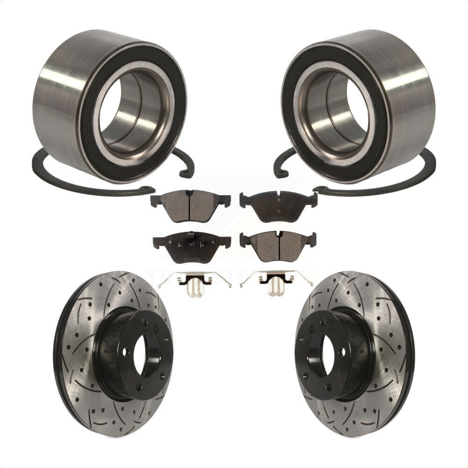 Front Wheel Bearing With Coated Drilled Slotted Disc Brake Rotors And Semi-Metallic Pads Kit For 2008 BMW 328xi To 08 07 KBB-101004