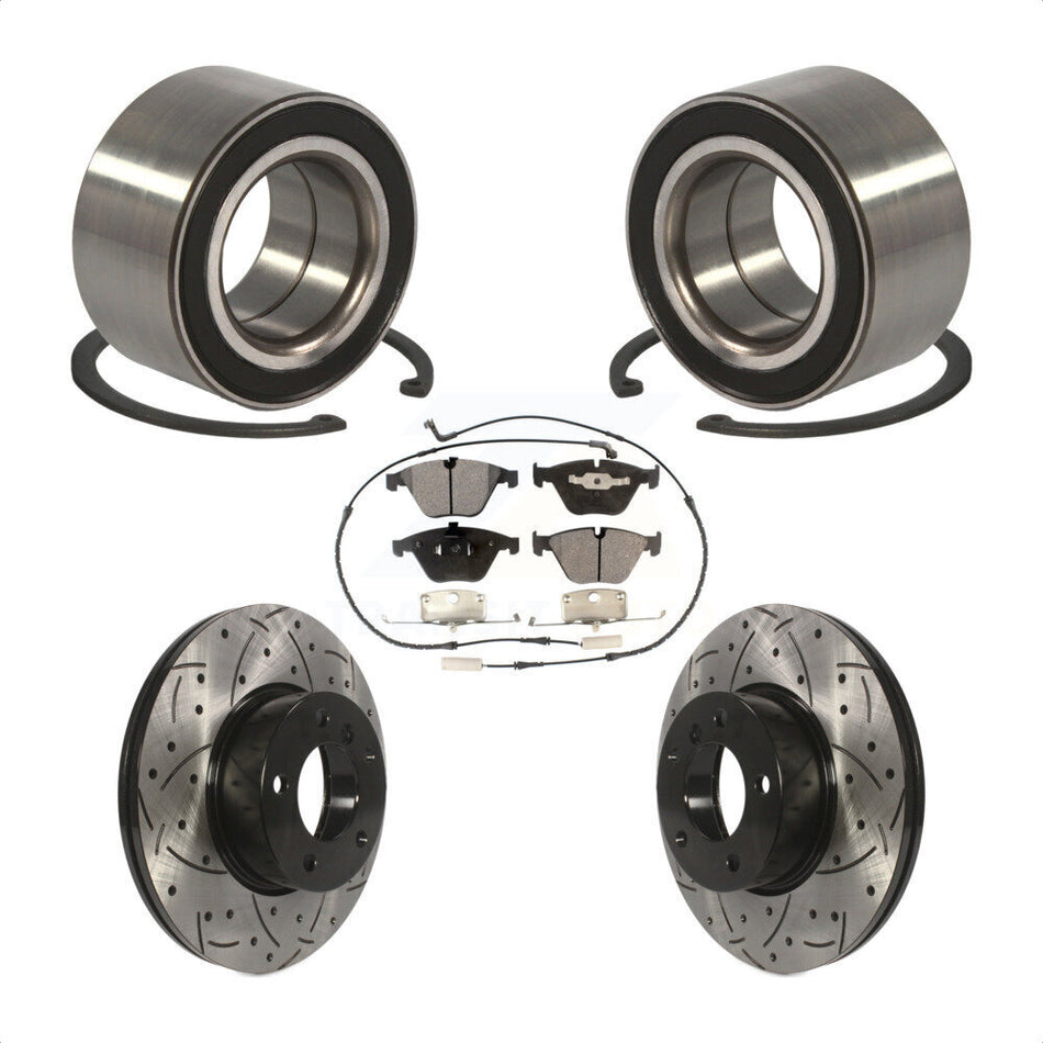 Front Wheel Bearing With Coated Drilled Slotted Disc Brake Rotors And Semi-Metallic Pads Kit For BMW 328i xDrive 328xi KBB-101005