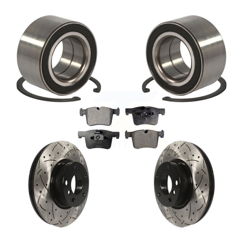 Front Wheel Bearing With Coated Drilled Slotted Disc Brake Rotors And Semi-Metallic Pads Kit For 2011-2012 BMW X3 KBB-101006