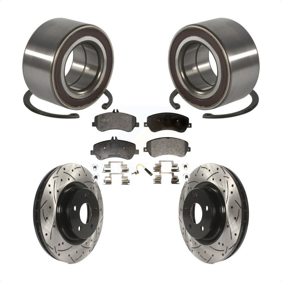 Front Wheel Bearing With Coated Drilled Slotted Disc Brake Rotors And Semi-Metallic Pads Kit For Mercedes-Benz GLK350 GLK250 KBB-101043