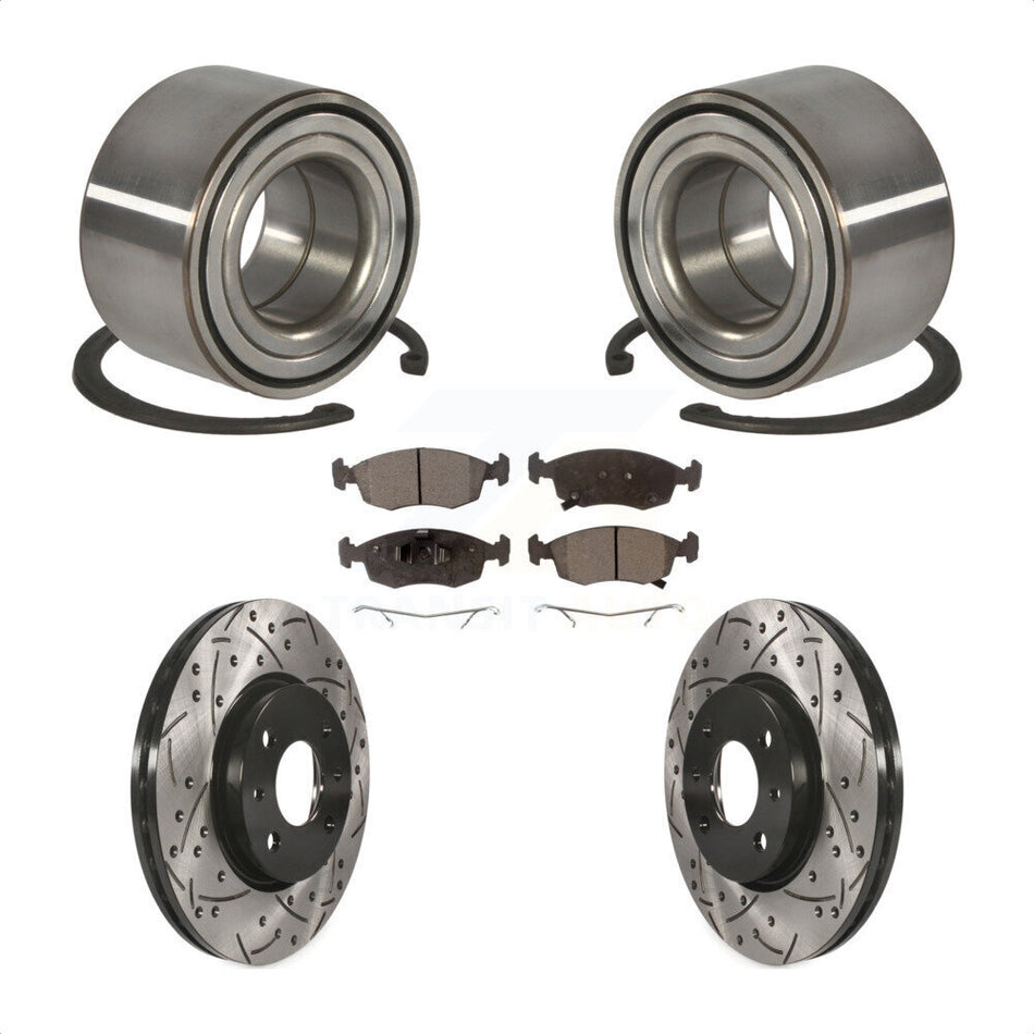 Front Wheel Bearing With Coated Drilled Slotted Disc Brake Rotors And Semi-Metallic Pads Kit For Fiat 500 KBB-101057